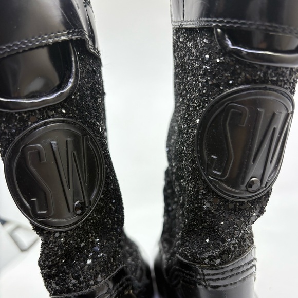 Stuart Weitzman glitter black rubber boots size Large (7.5) - Picture 5 of 14